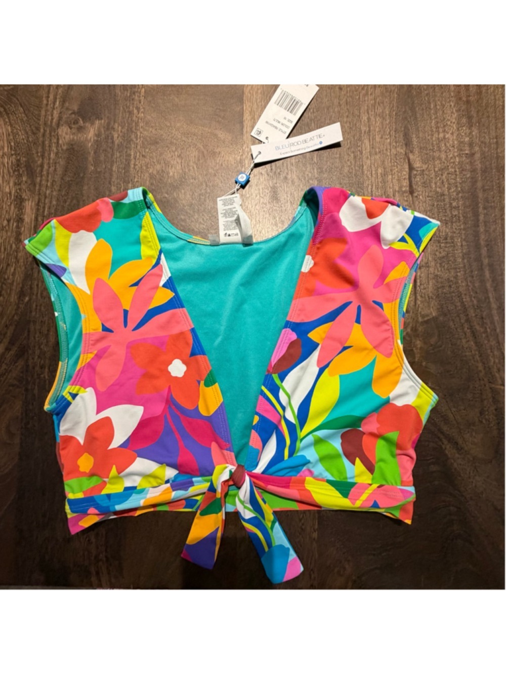 Women's Bleu Rod Beattie Floral Bikini Top Size 10 Multi-color NWT - Picture 7 of 8
